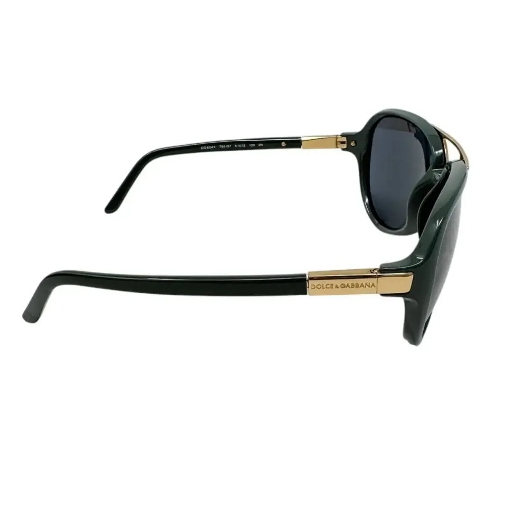 Dolce & Gabbana Sunglasses Dark Green Gold Shield Pilot Aviator Italy w/ case+